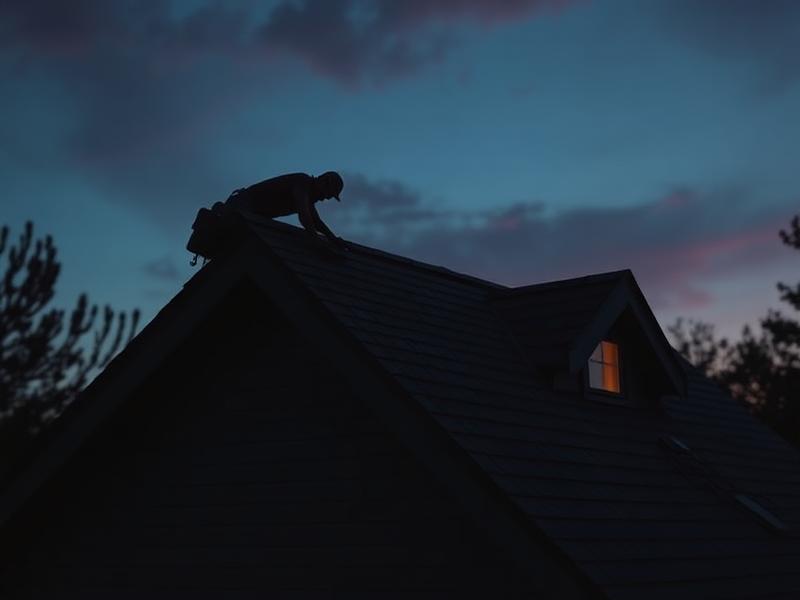 Roofing professional at work